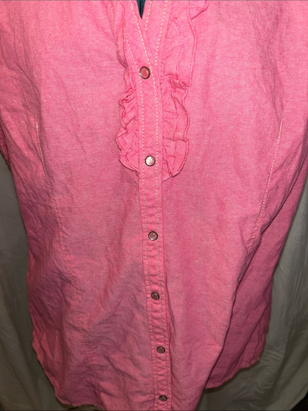 Bit & Bridle Pink Ruffle Front Button Shirt - Picture 6 of 9